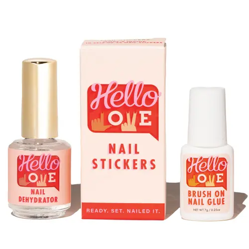 Hello Love Application System For Press-On Nails: Nail Dehydrator, Nail Stickers, and Brush-On Glue