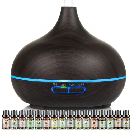 AESHORY Essential Oil Diffuser 550ml, Aroma Diffuser with 12PC Essential Oil Timer Cool Mist Humidifier for Large Room
