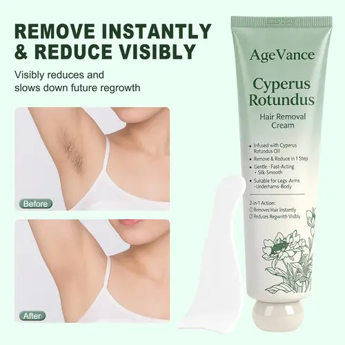 AgeVance Intimate Hair Removal Cream Fast 5-Min Action Dermatologist Tested Vegan Friendly / For Women Men Full Body Use Natural Extracts Gentle Depilatory,Summervibes