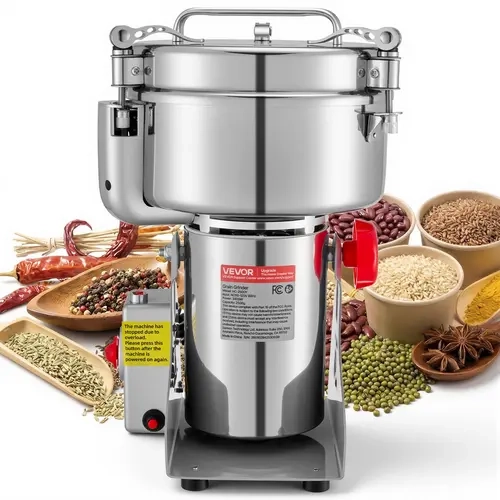 VEVOR Stainless Steel Electric Grain Mill Grinder - 2500g Capacity, 3400W Motor, 32000rpm Fast Grind, 30–300 Mesh Control, 5s-30s Timers Control, Auto Stop Lid, Swing Type Pulverizer, Dry Grinding for Dried Grains & Coffee Beans (Summerfinds),techvibes