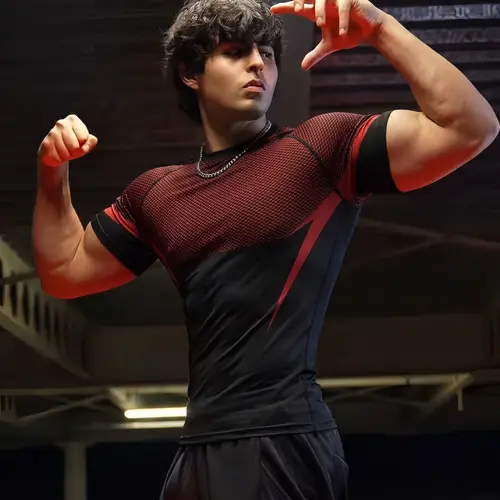 Men's Quick-Dry Compression T-Shirt, Short Sleeve with Fang Print, Stretch, Breathable & Moisture-Wicking, Ideal for Gym Workouts, Outdoor Training, and Casual Wear, Athletic Workout Shirt, Activewear Tee, Fitness Shirts, Fitness Apparel
