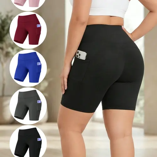 5Pcs Women'S High Waisted Yoga Shorts, Elastic Lifting Buttocks And Abdominal And Bodybuilding Safety Pants, Outdoor Sports Fitness Running Cycling Casual Pants, Elastic High Waist, Soft And Elastic Cycling Yoga Pants, Cycling Night Running Exercise summe