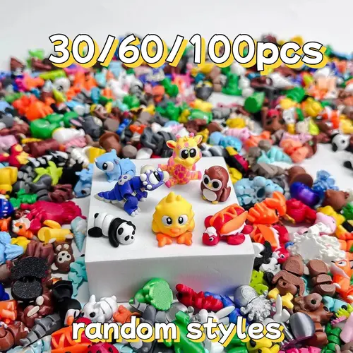 30/60/100pcs Secret Animal Dolls Miniature Models, Randomly Selected 3D Printed Animals, Party Gifts, Classroom Rewards, Easter Egg Filler, Animal Figures