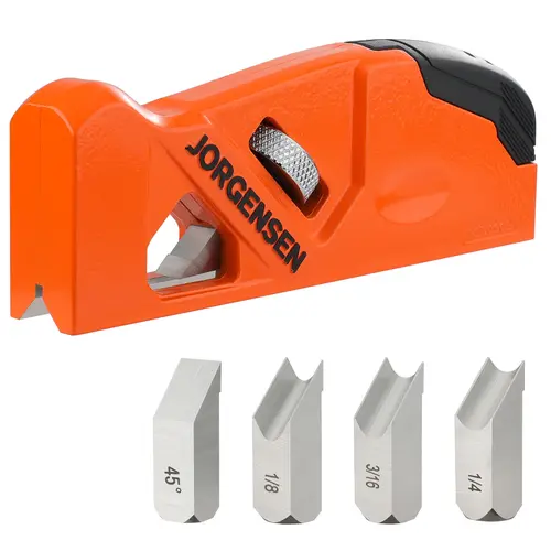 #BacktoSchool JORGENSEN Chamfer Plane, Edge Corner Plane with 4 Cutter Heads, Storage Space - Hand Plane for Woodworking, Carpenter Woodworking Tools for Edge Trimming of Wood, Edge Corner Flattening