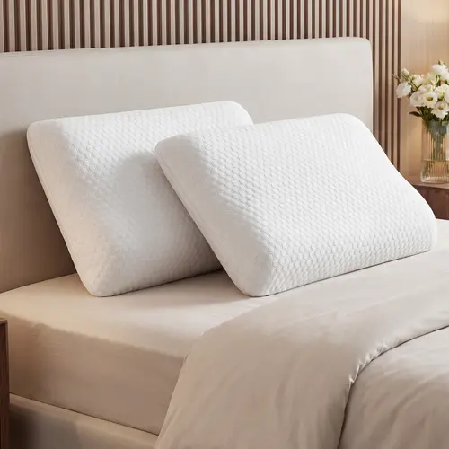 Memory Foam Cooling Hotel Pillow - Side Sleeper, Removable, Machine Washable Cover, Standard Size 1 Pack, White