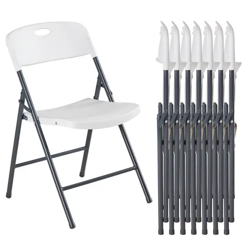 Folding Chairs with Ergonomic Back, Heavy Duty Plastic Stackable Portable Folding Chairs, Weight Capacity 330 Lbs, For Home, Office, Party, Wedding, Patio, Garden, Indoor Outdoor
