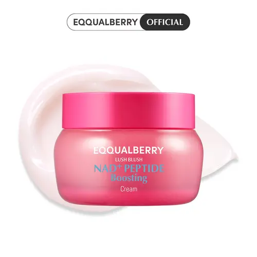 EQQUALBERRY NAD+ Peptide Boosting Cream – NAD+ 5% & 13 Peptides Anti-Aging Face & Body Cream | Firming & Lifting Pink Neck Cream for Sagging Skin, 1.69 fl.oz / 50ml