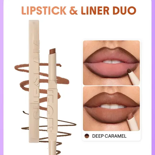 SHEGLAM Glam 101 Lipstick and Liner Duo Long Lasting Matte Lipstick Creamy Smooth Lip Liner Set Highly Pigmented Waterproof Smudge Proof Makeup Cosmetic