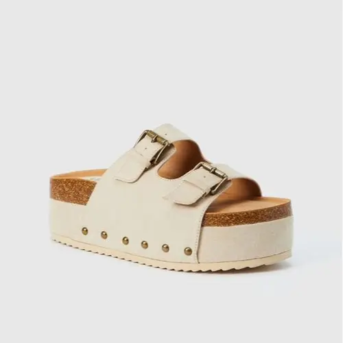 Just Fab Platform Slide Sandals Comfortable Wedge Sandal Non-Slip Sole Open Toe Summer Casual Walking Shoes Footwear with Arch Support