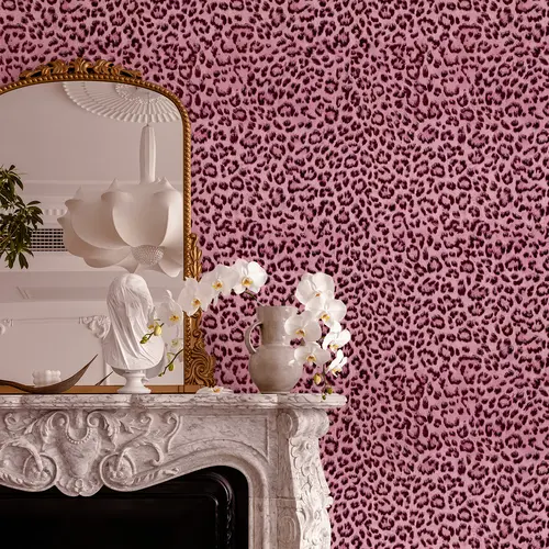 Pink Leopard Print Peel and Stick Wallpaper Self Adhesive Removable Rental Friendly Contact Paper for Bedroom Bathroom Living Room Accent Wall