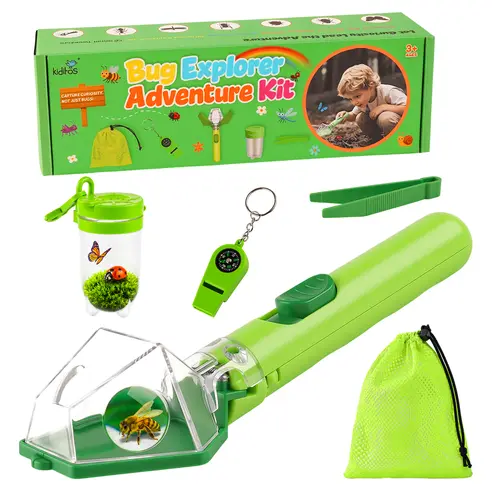 Kiditos Bug Catcher Kit One-Click Insect Collector Outdoor Nature Explorer STEM Toy Birthday Gift for Kids Ages 3-8 Toyset