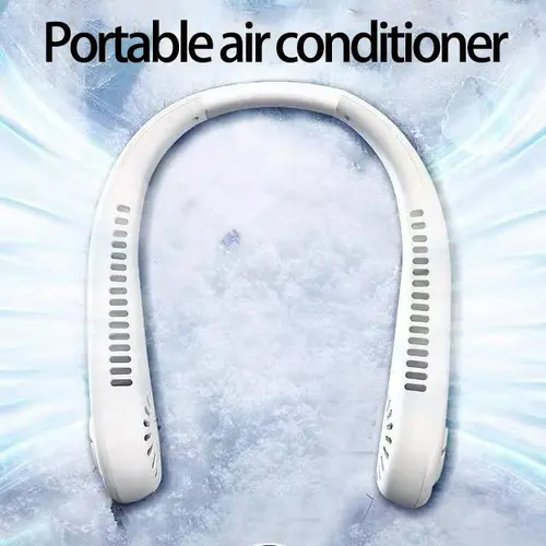 Hands-free neck fan for sports, Rechargeable bladeless cooling technologywith up to 8 hours of run time - Wearableheadphone design provides cooling for face,neck and shoulders as you move,travel andoutdoorfun