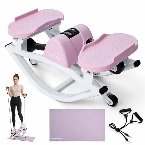 YOTTOY U-Shaped Lateral Stepper for Whole Body Workout, Low-Impact Glute Trainer with Resistance Bands & Digital Monitor, 330 lbs Capacity