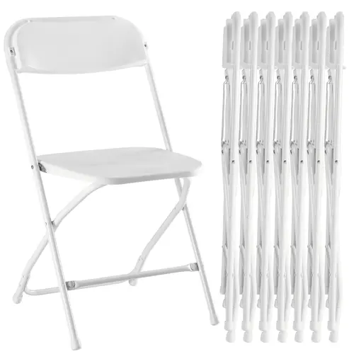 Folding Chair, Plastic Foldable Chairs with 330-Pound Capacity, Sturdy Metal Portable Chair, Easy to Use and Store, Outdoor and Indoor, for Home, Office, Party