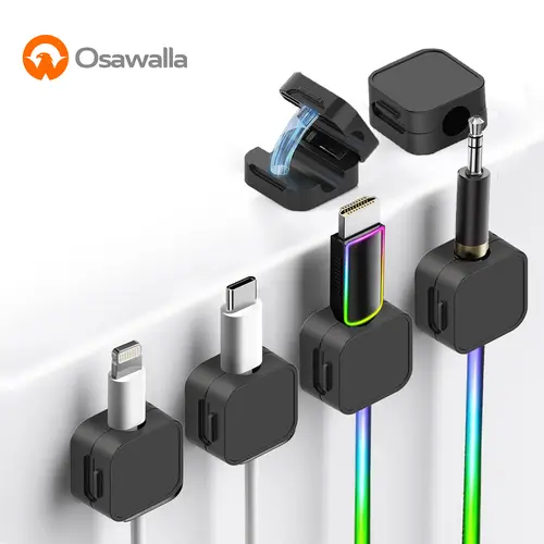 6 Pack Magnetic Cable Clips, Adjustable Cord Holders with Strong Adhesive, Under Desk Cable Management for Home, Office, Desk, Car, Wall, Nightstand
