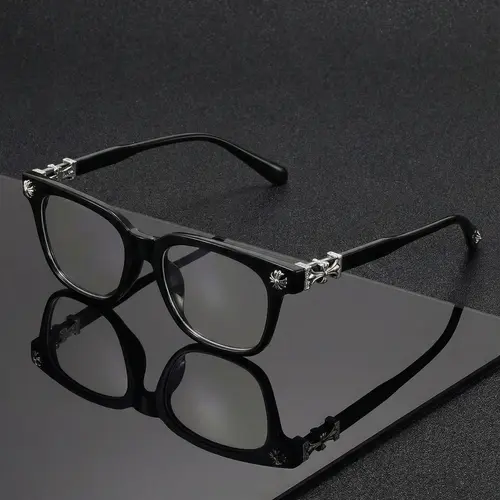 Fashion Square Non-prescription Glasses, Fashionable Frames Glasses, Unisex Anti-Blue Light with Cross Design, Simple Lightweight Daily Eyewear for Men and Women, Fashion Casual Eyeglasses