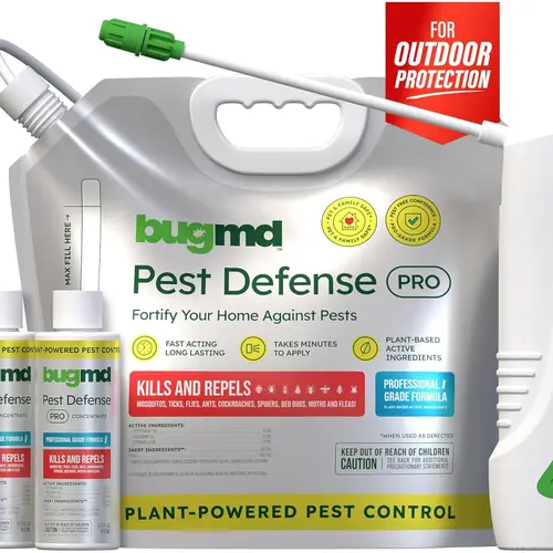 BugMD Pest Defense Pro Peppermint Oil Bug Spray & Mosquito Repellent Outdoor Patio - Ant Killer & Tick Spray for Yard | Plant Powered Electric Sprayer Wand Kit