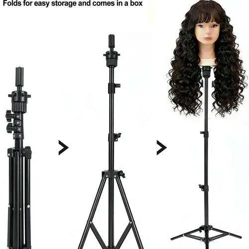 43 Inch Adjustable Durable Wig Stand Tripod, Mini Mannequin Head Stand for Training, Styling, Cosmetology, Salon Use