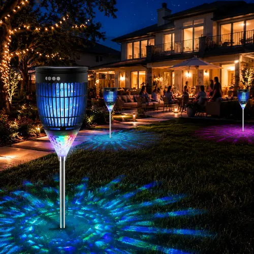 All in 1 Solar Bug Zapper Outdoor, Flame & Projection Mode, Auto/Manual Modes, 4200V Electric Mosquito Killer with Light, IPX5 Waterproof Rechargeable Fly Insect Trap for Patio Garden Camping Yard RV,back to school,back to school haul