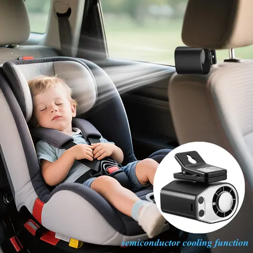 【Summer Survivals】Joytutus 2026 Clip-On Vehicle Fan, Car Accessories, Vehicle Accessories, 360° Rotatable, 100 Adjustable Speeds, LED Display, USB Rechargeable, 16℃ Semi-Cooling, 20Hr 3000mAh Battery, Portable Personal Cooling Car Electrical Appliance