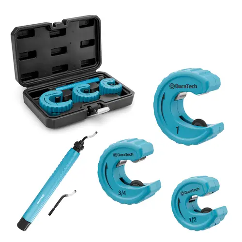 #backtoschool DURATECH 4-Piece Copper Tubing Cutter Set, Pipe Cutter Tool, Includes 1/2", 3/4",1" Tube Cutters, 1 Deburring Tool with Storage Case