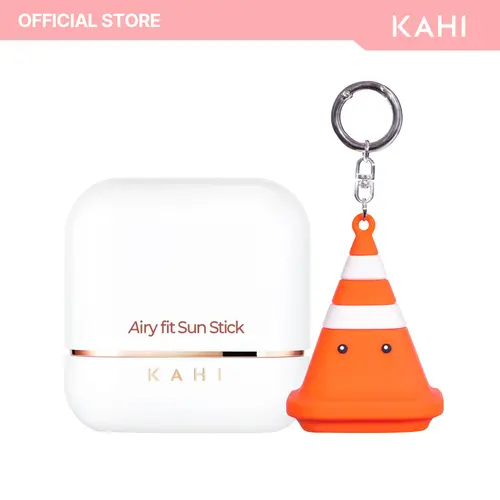 KAHI Airy Fit Sun Balm Stick + Keychain - Chemical-Free Facial Sunscreen with Advanced Sun Filters, Broad Spectrum SPF 50+, Hydrating, Waterproof, Non-Greasy Korean Skincare for Adults, 0.49 oz, for All Skin Types