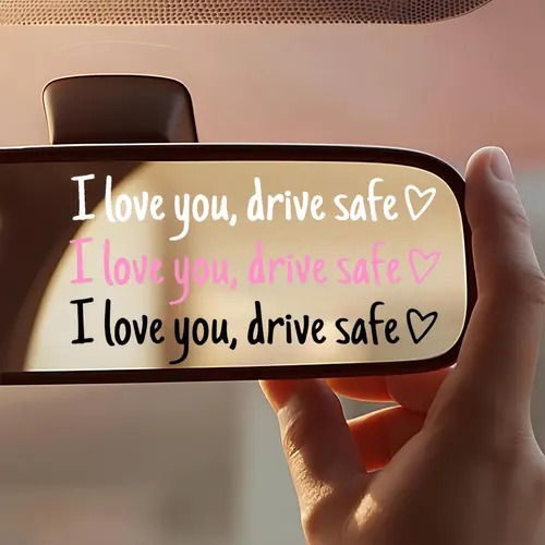 6-Piece "I Love You Drive Safe" Car Rearview Mirror Stickers, Waterproof Vinyl Decals with Strong Hold, Auto Accessories for Car Decor & Anniversary Gifts for Him