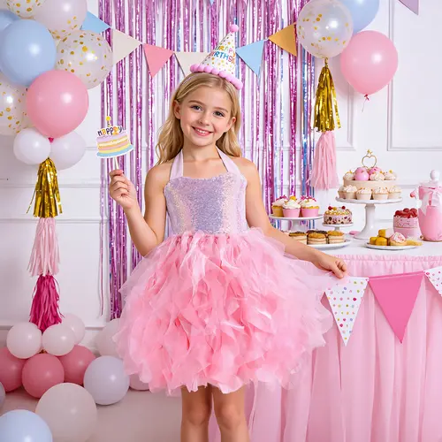 Tutu Party Dress for Girls: Sparkly Sequin Tulle Princess Gown in Candy Colors—Perfect for Toddler Birthdays, Prom, or the Sneaker Ball