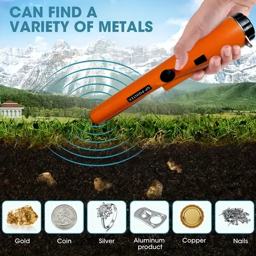 summerwins Handheld Metal Detector Pinpointer, 360° Detection, 128 Sensitivity Levels, Buzzer & Vibration Alerts, Durable Plastic Body with Metallic Finish, Ergonomic Design, Battery-Powered (Batteries Excluded) for Treasure Hunting