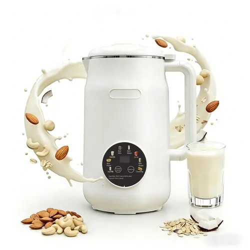 8-in-1 Automatic Nut Milk Maker Machine, 40oz Large Capacity Juicer Machine with 10-Blade Design, FDA Standards Compliance, Delay Start, Recipe Book for Almond, Soy, Oat Milks & Non-Dairy Beverages