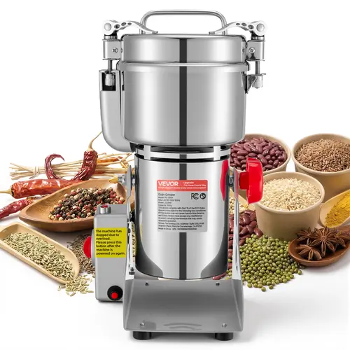 【Summerfinds】VEVOR 500g Electric Grain Mill Grinder, 2000W 28000RPM High Speed Spice Corn Dry Grinding Machine, Stainless Steel Pulverizer Powder Machine for Dried Grains Coffee Beans Spices Nuts (270° Swing Type)