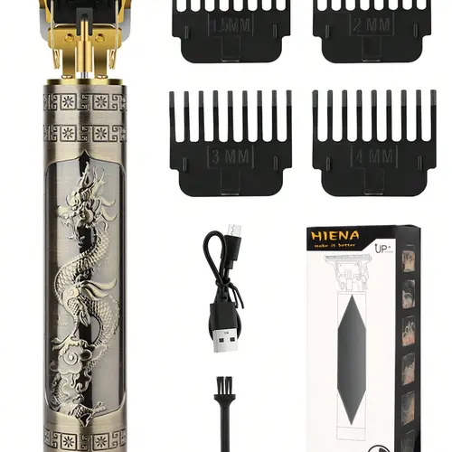 Professional Cordless Barber Trimmer with T-Blade, High-Speed Copper Motor, 6-in Compact Lightweight Body, Smooth, Rechargeable Hair Trimmer, Removable Washable Head, Close-Cutting Multifunctional Kit for Men’s Beard & Hairline Sculpting