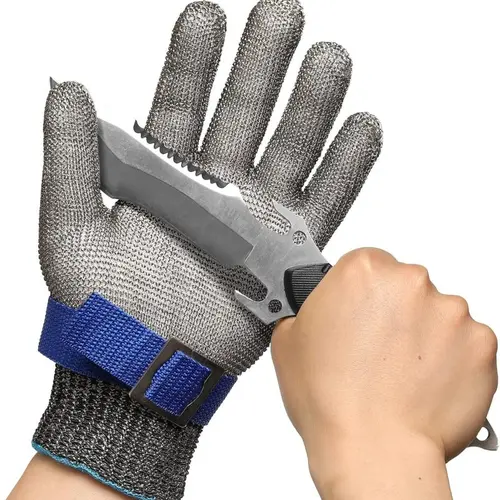 Single Cut Resistant Glove – Stainless Steel Mesh, Food Grade Safety Glove for Kitchen, Butcher Meat Cutting, Oyster Shucking, Mandoline Slicing, and Fishing