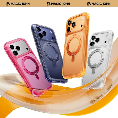 MAGIC JOHN iPhone 17 Pro/Pro Max Case | MagSafe, 360° Rotating Stand, Shockproof Air Cushion, Matte Anti-Fingerprint summerwins
