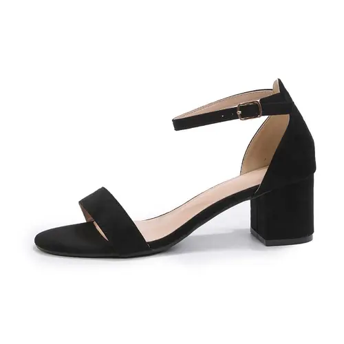 Women's Heels, Comfy Open Toe Chunky Low Heel Sandals with Padded Insole and Adjustable Ankle Strap for Weddings & Parties, Footwear