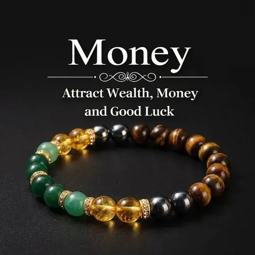 Money Bracelet for Women Men with Black Onyx and Tiger's Eye - Luck Bracelet - Attract Wealth, Abundance and Prosperity Daily Wear Aesthetic Jewelry Gift for Her Everyday Wear
