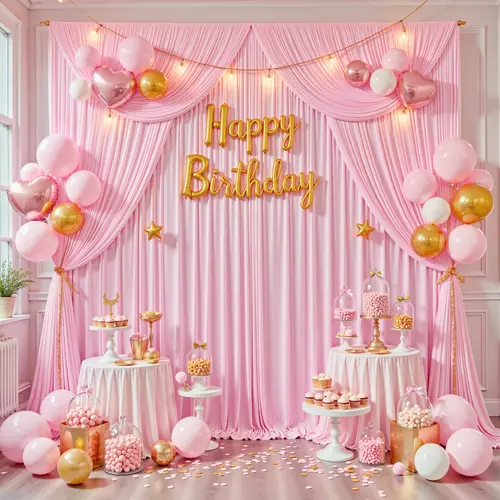 2 Panels Backdrop Curtains 5 x 7ft or 5 x 10ft Wrinkle Free Polyester Drapes for Wedding, Graduation, Birthday Party, Photography Background, Baby Shower, Gender Reveal, Summerwins Father's Day Deals For You