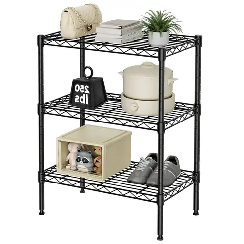 Sweetcrispy 4-Tier Durable Corrosion-Resistant Metal Steel Wire Organizer Storage Rack - Adjustable Open Shelves Show Every Item, Easy-Installation Kitchen/Bath Accessory, Bathroom-Ready Corner Space Saver