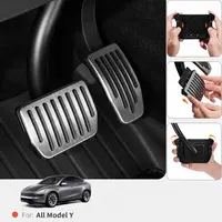 YONZEE Performance Pedal Covers for Tesla Model Y 2020-2026 & Model 3 2017-2026, Compatible with Juniper & Highland, Snap-Lock 304 Stainless Steel Brake & Accelerator Pedals, Non-Slip Sport Replacement Accessories, Tool-Free, Brake Pedal Cover