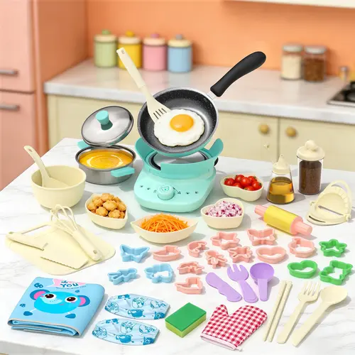 GOTOOFUN Kids' 45-Piece Miniature Cooking Set - Authentic Functional Pretend Dishes, Montessori Educational Toddler Cooking Playset, Holiday Gift Ideas for Kids