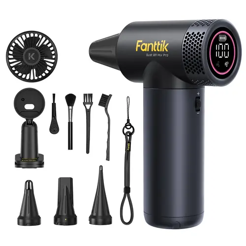 Fanttik Gust B11 Mix Pro 2-in-1 Cordless Rechargeable Electric Air Duster & Fan, 27.75Wh Battery, 130000RPM Brushless Motor, 100 Stepless Gears, 1-tap Booster, PC Cleaning Supplies for Digital Screen