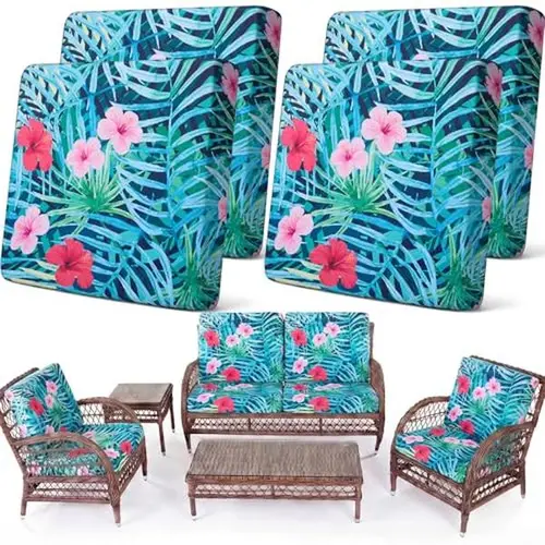 Patio Outdoor Cushion Covers Stretch Sofa Couch Slipcover Set Replacement Furniture Protector for Chair Seat Porch Couch Washable Flexible Pet-Friendly