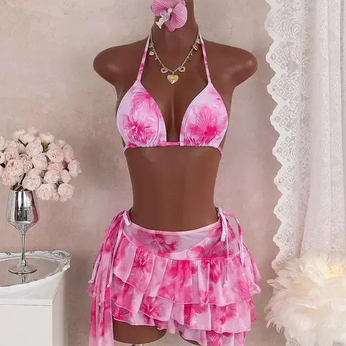 Women's Fashion Three-PieceSwimsuit Set, Stylish Beachwear Swimwear,Comfortable & Trendy Bathing Suit forWomen, Perfect for Pool & Beach