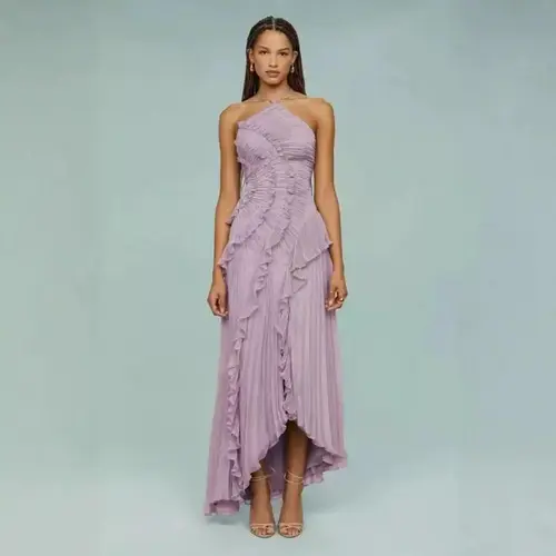 Women's 2026 High-End Sleeveless Chiffon Midi Dress - Ruffled, Pleated, Slimming, Elegant Birthday Dress, Birthday Dresses