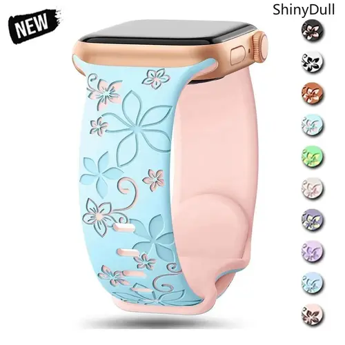 Women’s Engraved Silicone Smartwatch Band - 38-49mm Multi-Size Sports Wristband, Smartwatch Accessories for Series & Ultra Models, Wearable Accessory with Bag Charm, Compatible With Series & Ultra Models