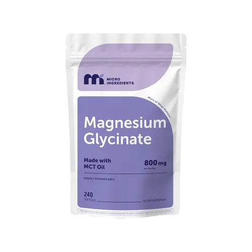 Micro Ingredients Magnesium Glycinate 800mg with MCT Oil, 240 Softgels