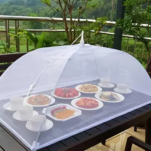 Mesh Food Covers for Dogs - 2 Sizes, Lightweight, Transparent, Washable Pet Feeding Supplies with Ample Coverage, Fly/Bug/Mosquito Protection for Indoor, Outdoor Use & Barbecues, Promotes Cleanliness