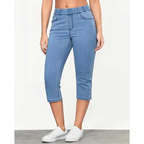 GRAPENT Women's High-Waisted Elastic Waist Plain Skinny Streetwear Trouser - Pull-On Stretch Denim Fitted Cropped Split Hem Bottoms, Fitted Wrap, Fashion Look, Machine Washable, Below The Knee, Back to School Jeans