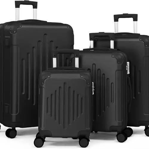 Ubesgoo Luggage Set 4 Piece Suitcase Sets with TSA Lock Moulded Corner 4 Spinner Wheels, ABS Hardside Trolley Travel Case for Carry On Check-in Business Trip