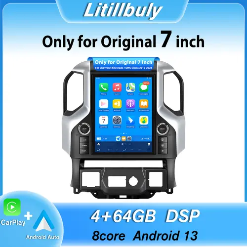 Car Stereo Only for (Original 7 inch Touch Screen without Bose Systerm)Chevrolet Silverado / GMC Sierra 2019-2023 （Work Truck is not supported）,with Android Auto Wireless Carplay, Bluetooth WIFI supports GPS Navigation,car accessories